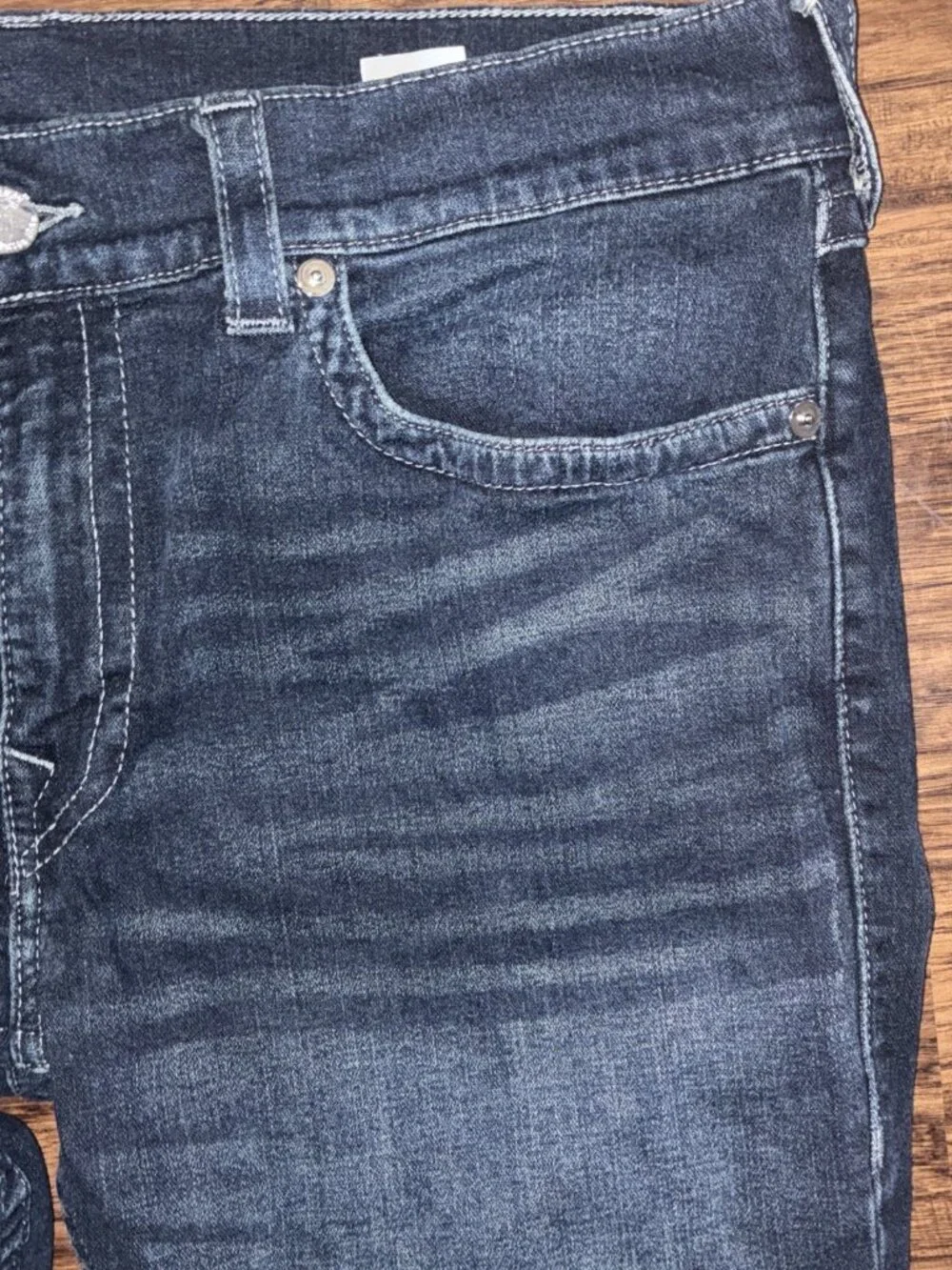 True Religion Men's Sz 40 x32 (MEASURED) Rocco Straight Denim Dark Blue Jeans